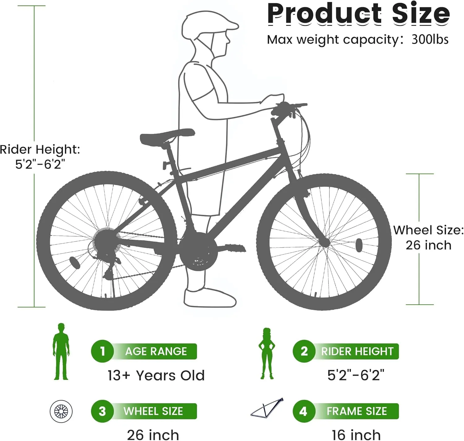 24 26 Inch Mountain Bike, Classic 21 Speeds V Brake Men Women Bicycle, Carbon Steel Mountain Bike for Adult Teens, Trail Beach Snow Commuter City Bikes, Prefect Gift Choice
