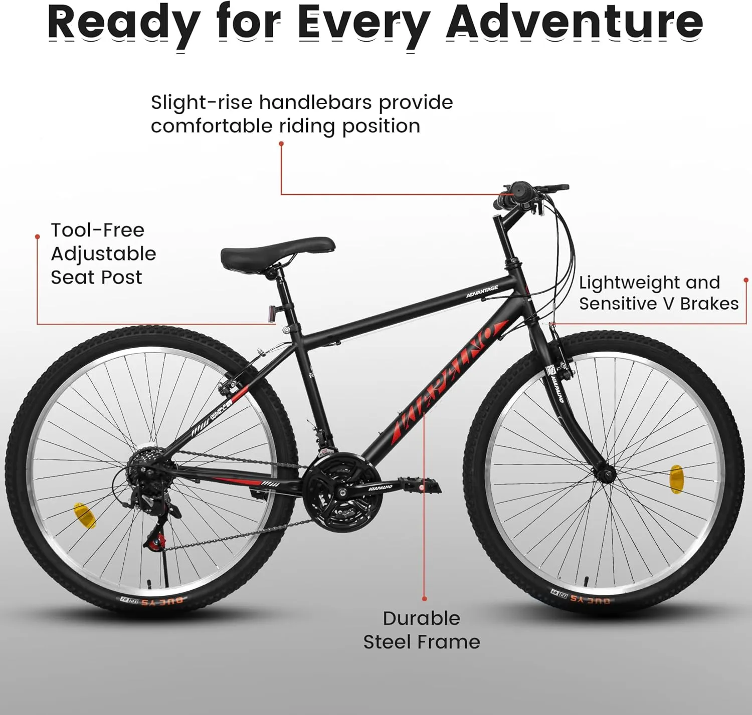 24 26 Inch Mountain Bike, Classic 21 Speeds V Brake Men Women Bicycle, Carbon Steel Mountain Bike for Adult Teens, Trail Beach Snow Commuter City Bikes, Prefect Gift Choice