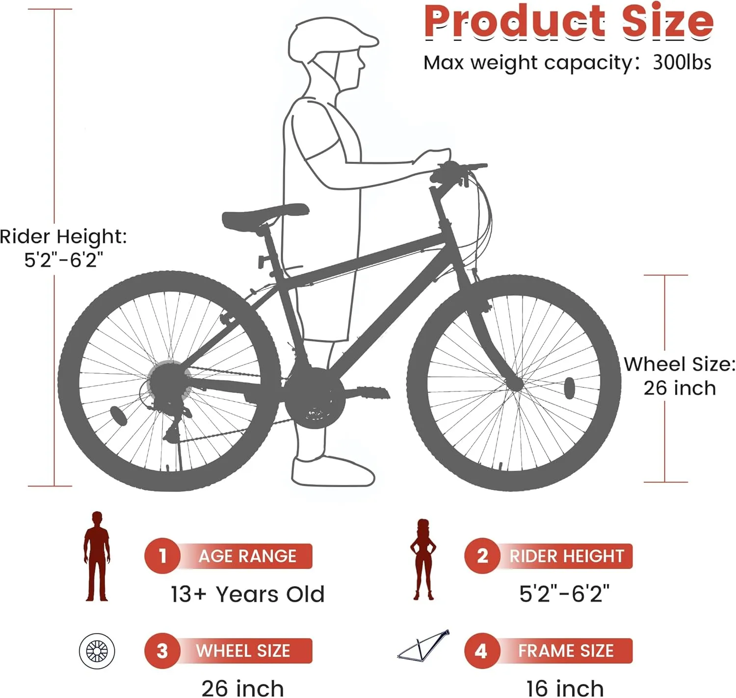 24 26 Inch Mountain Bike, Classic 21 Speeds V Brake Men Women Bicycle, Carbon Steel Mountain Bike for Adult Teens, Trail Beach Snow Commuter City Bikes, Prefect Gift Choice