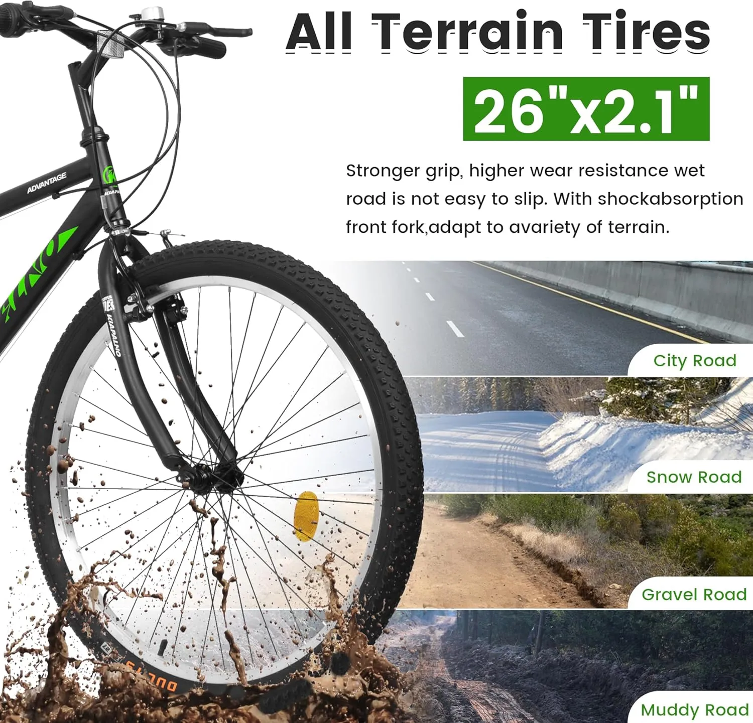 24 26 Inch Mountain Bike, Classic 21 Speeds V Brake Men Women Bicycle, Carbon Steel Mountain Bike for Adult Teens, Trail Beach Snow Commuter City Bikes, Prefect Gift Choice