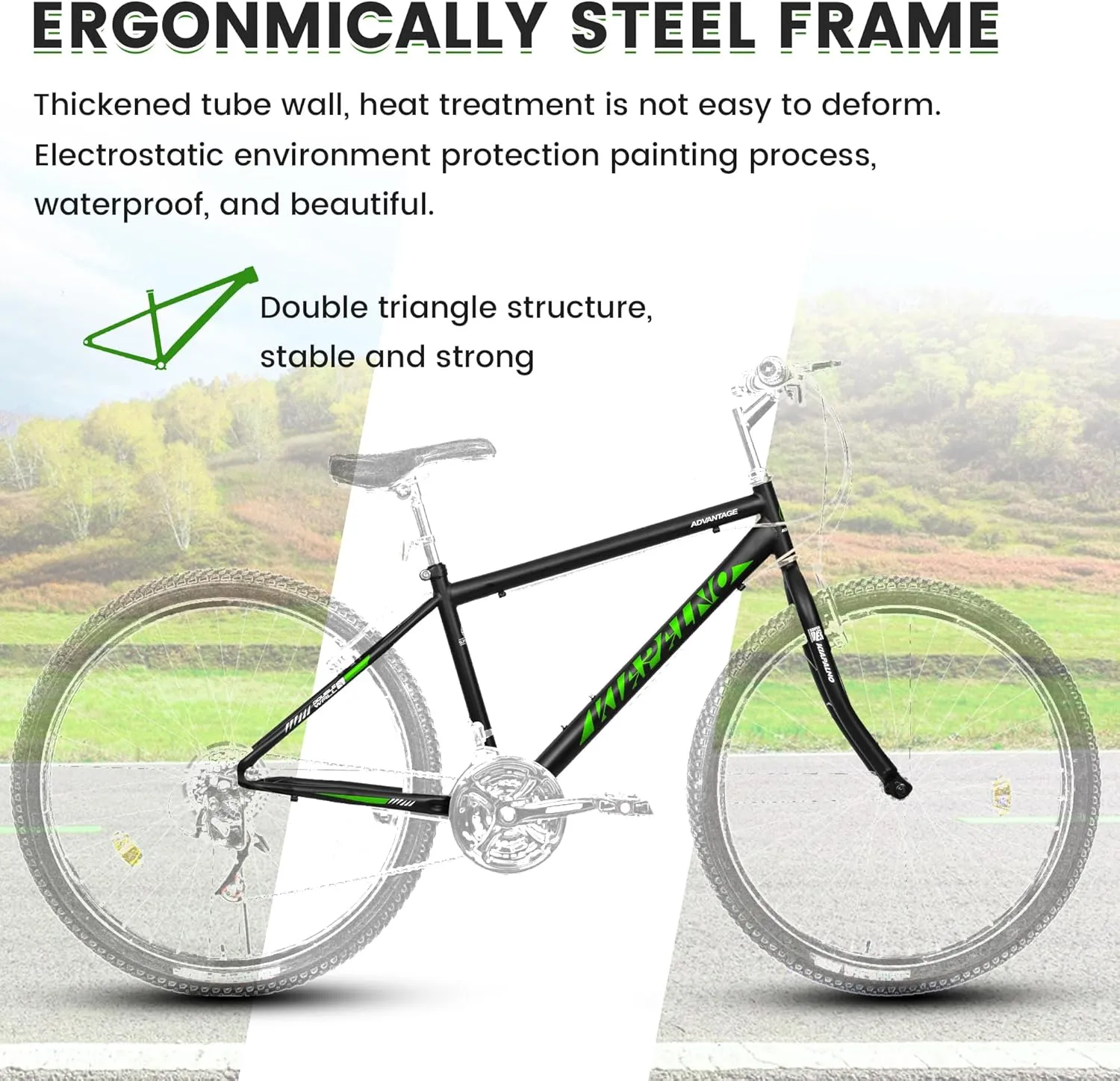 24 26 Inch Mountain Bike, Classic 21 Speeds V Brake Men Women Bicycle, Carbon Steel Mountain Bike for Adult Teens, Trail Beach Snow Commuter City Bikes, Prefect Gift Choice