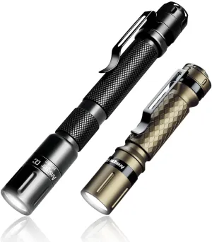 3 Modes Small Flashlights LED Powerful High Lumens Tactical Pen Light with Clip, Slim Portable Pocket Compact Torch for Emergency Inspection AAA Battery