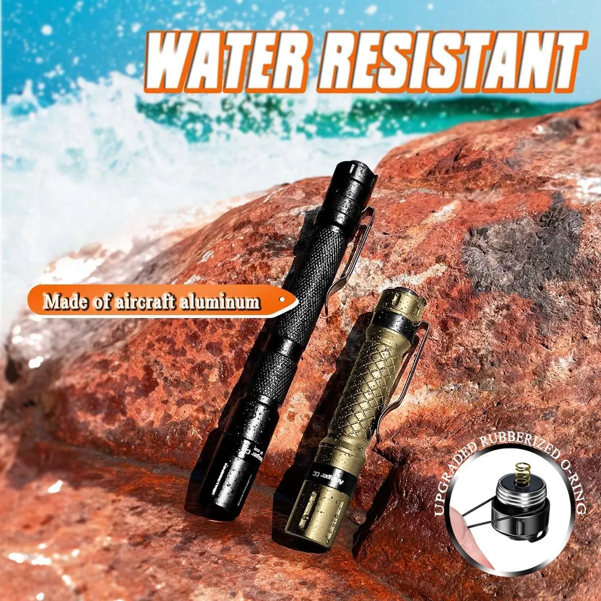 3 Modes Small Flashlights LED Powerful High Lumens Tactical Pen Light with Clip, Slim Portable Pocket Compact Torch for Emergency Inspection AAA Battery