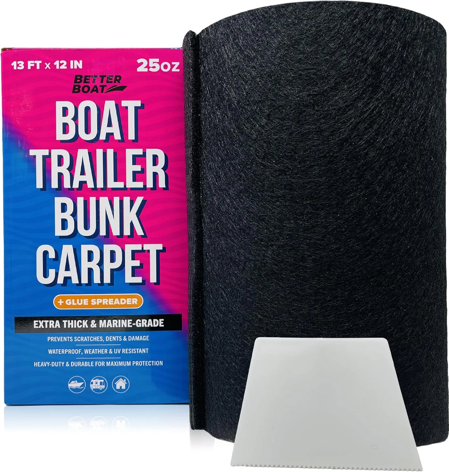 Boat Trailer Bunk Carpet, Black Marine Carpet, Replacement for Trailer Bunk Boards, Boat Lift Bunks, and Runners,Durable Bunker Material Covers