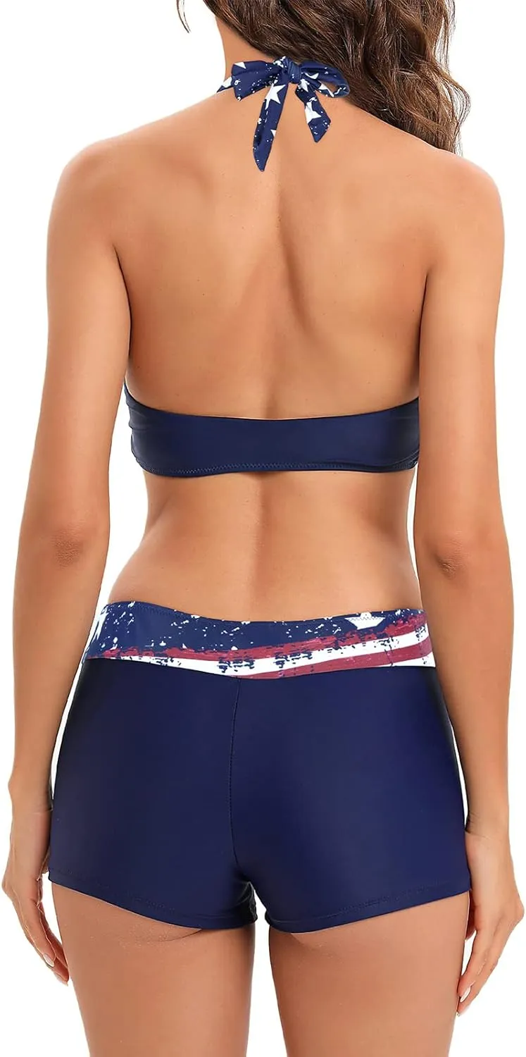 Century Star Women Two Piece Swimsuit Athletic Bathing Suits for Women Ruffled Tummy Control High Waisted Swimsuits