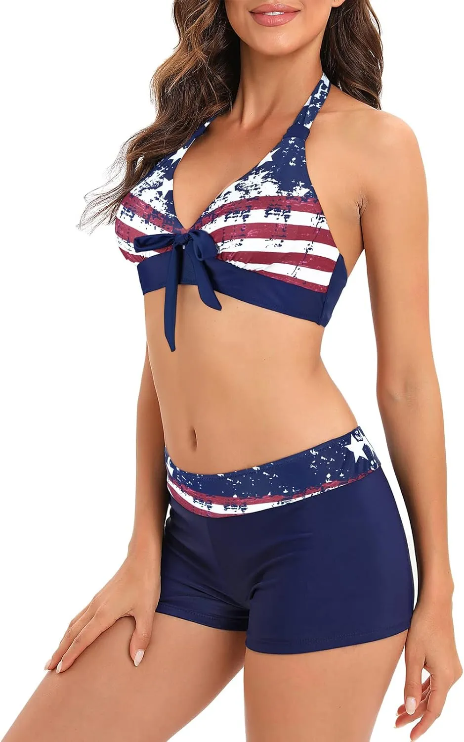 Century Star Women Two Piece Swimsuit Athletic Bathing Suits for Women Ruffled Tummy Control High Waisted Swimsuits
