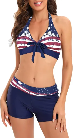 Century Star Women Two Piece Swimsuit Athletic Bathing Suits for Women Ruffled Tummy Control High Waisted Swimsuits