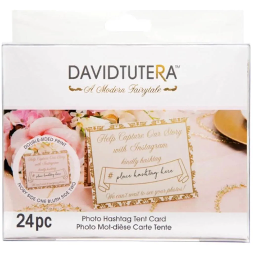 David Tutera Instagram Tent Cards Gold/Ivory/Blush 5.5 x 4.25 inches 24 pieces