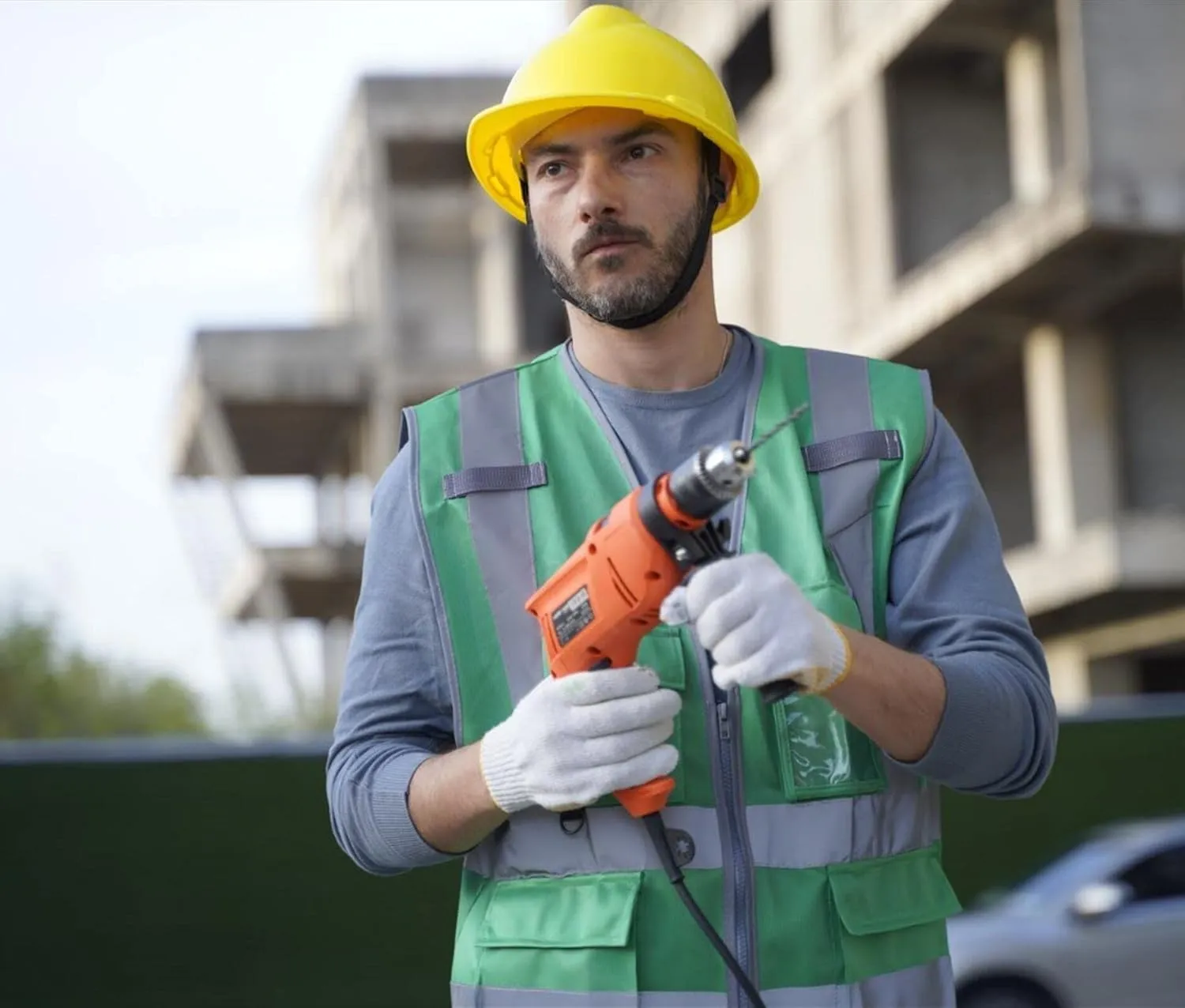 Dazonity High Visibility Mesh Safety Vest with Multi Pockets and Zipper, Fit for Men & Women, Work, Construction, Surveyor