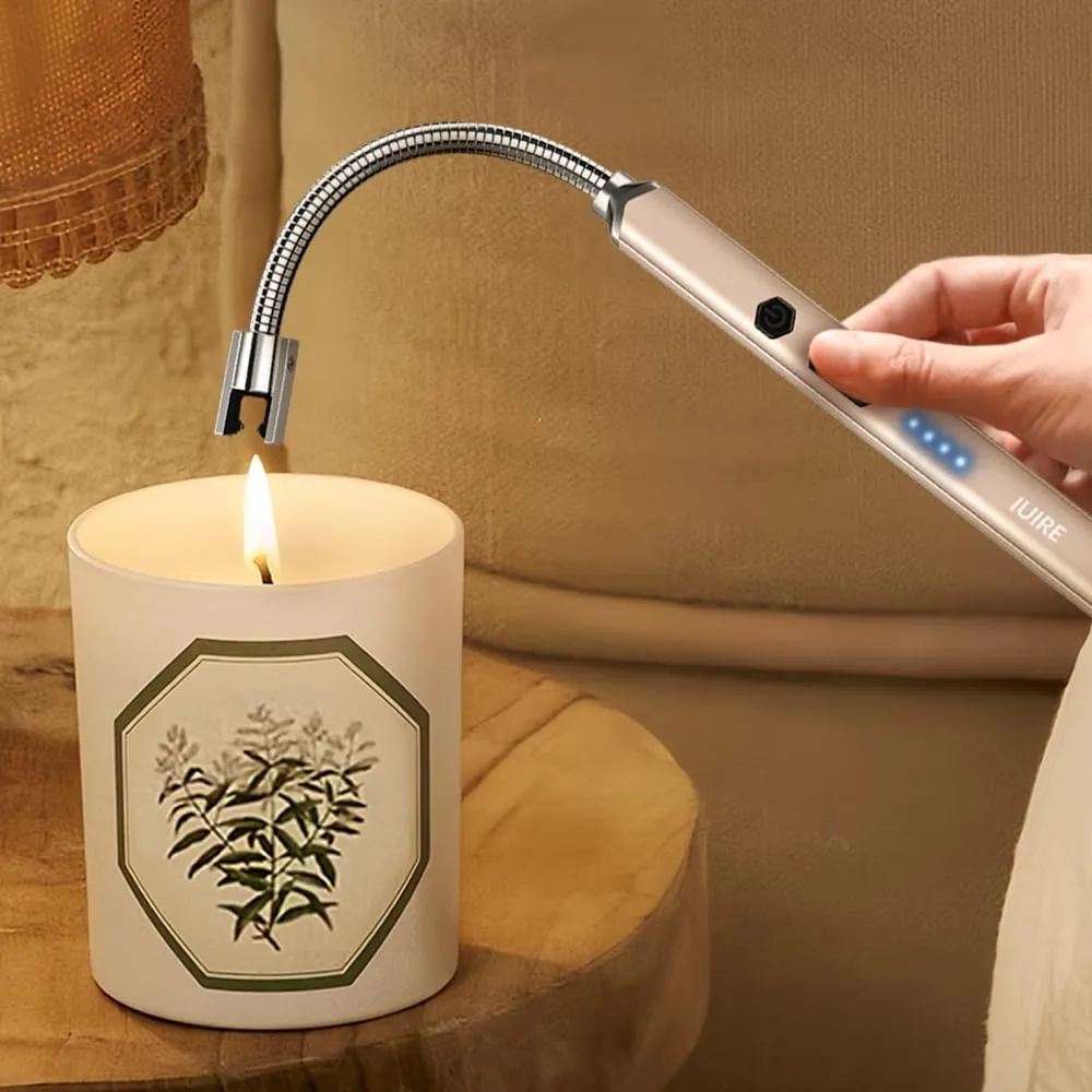 Electric Candle Lighters USB Arc Rechargeable Windproof Long Lighter for Candle (Rose Gold)