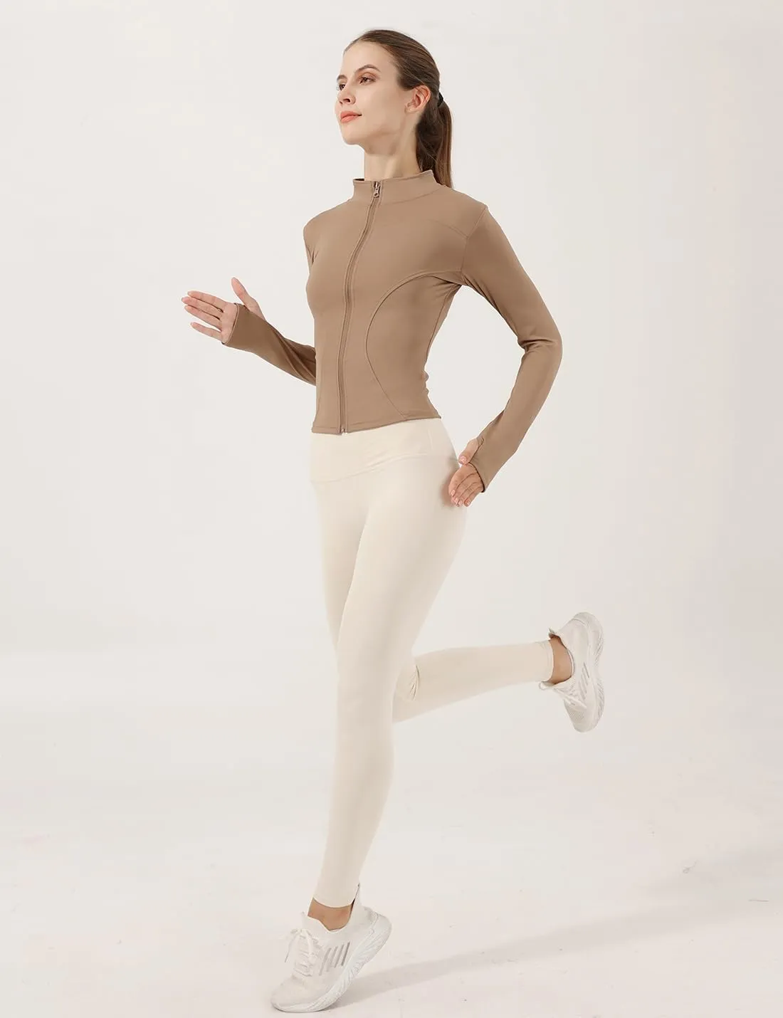 Gacaky Women's Slim Fit Lightweight Athletic Full Zip Stretchy Workout Running Track Jacket with Thumb Holes