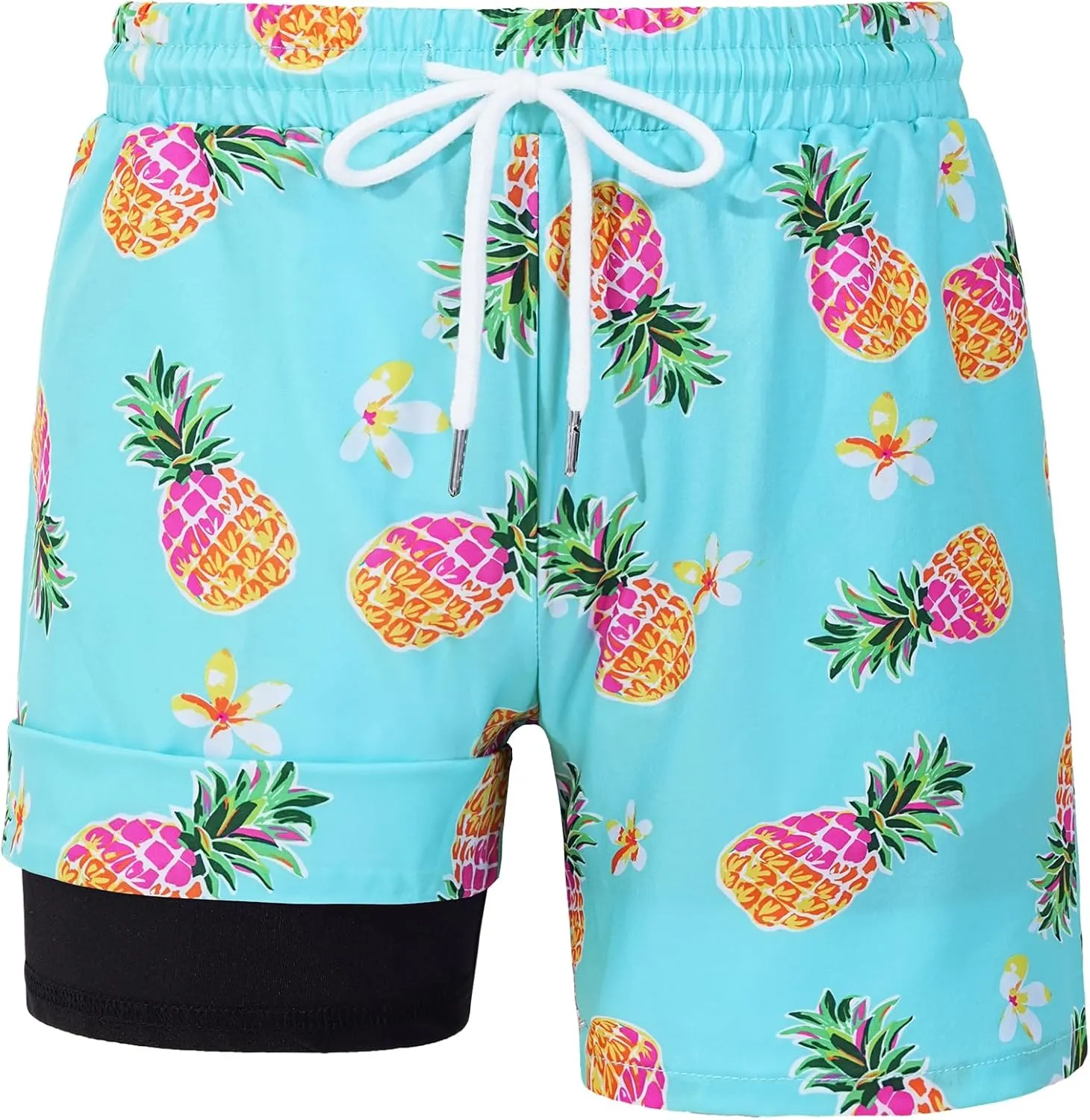 HASMES Boys Swim Trunks with Compression Liner Kids Bathing Suit Quick Dry Board Shorts Swimsuit for Teen 5-14Y
