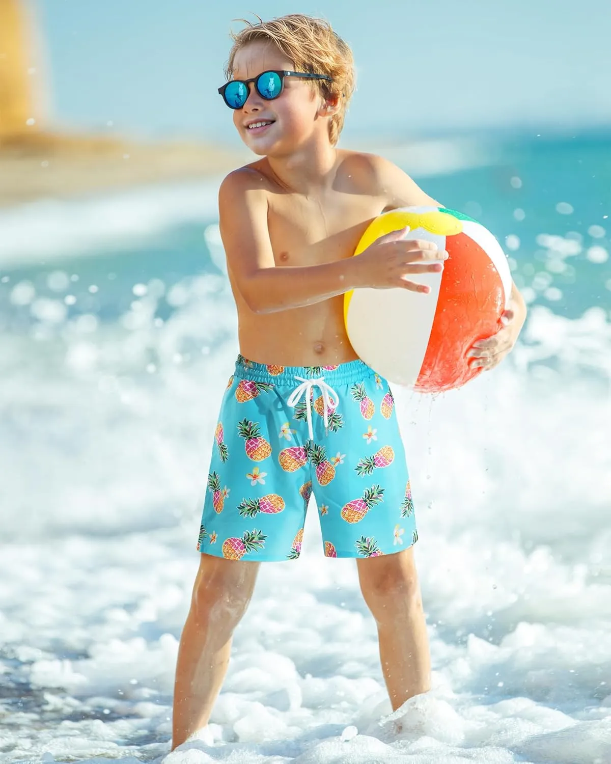 HASMES Boys Swim Trunks with Compression Liner Kids Bathing Suit Quick Dry Board Shorts Swimsuit for Teen 5-14Y