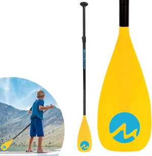 Kids Sup Paddle, Kids Paddle Board Paddle, 3-Pieces SUP Paddle Adjustable Floating Youth Paddle with High-Grade Aluminium Shaft & Updated PP Fiberglass Blade
