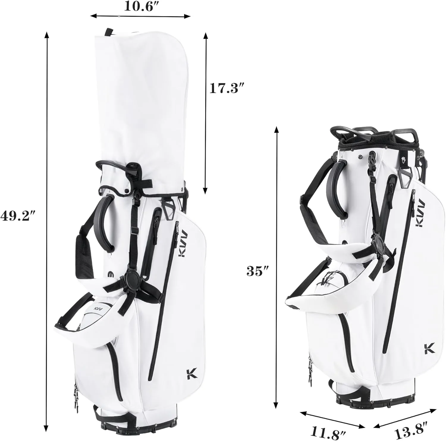 KVV Lightweight Golf Stand Bag with 7 Way Full-Length Dividers, 5 Zippered Pockets, Automatically Adjustable Dual StrapsElegant Design