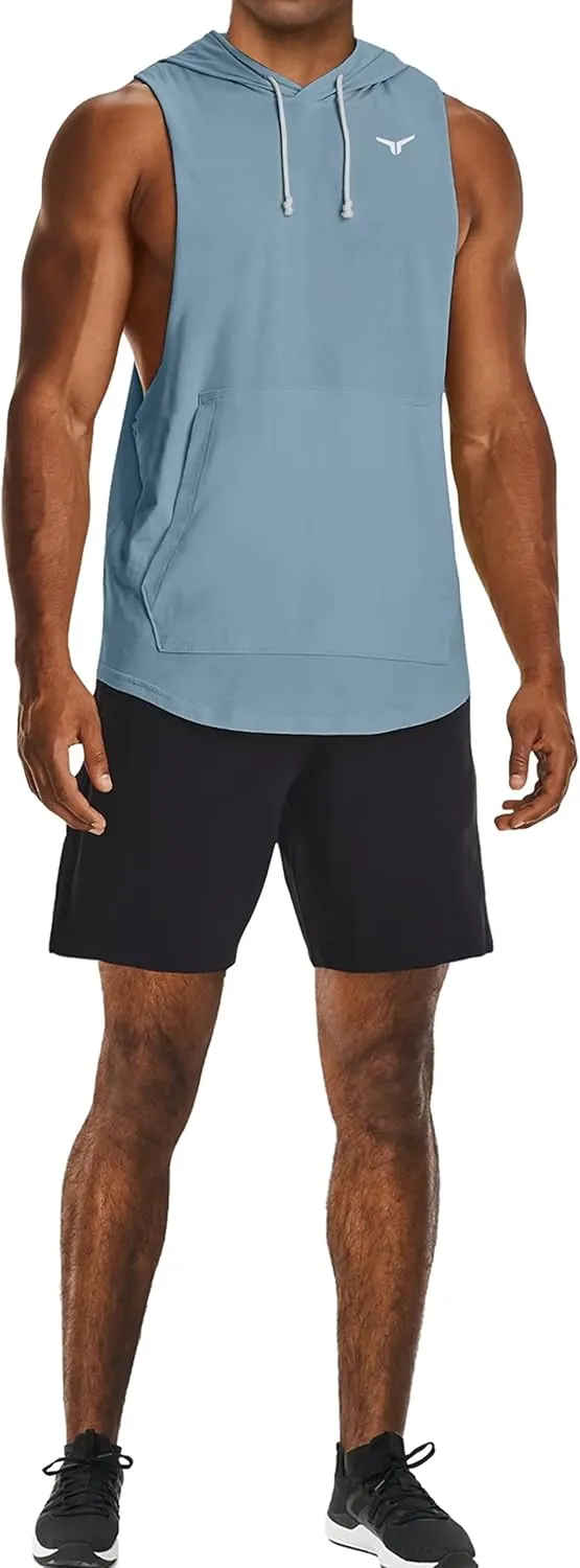 Men's Icon Cut Off Workout Hoodies Gym Muscle Tank Shirts Sleeveless Training Hoodies