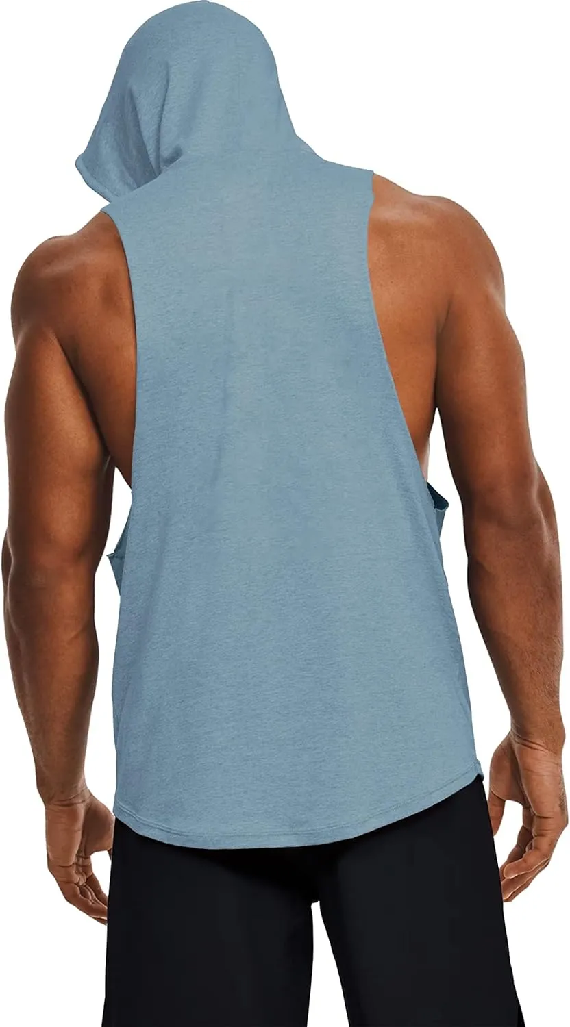 Men's Icon Cut Off Workout Hoodies Gym Muscle Tank Shirts Sleeveless Training Hoodies