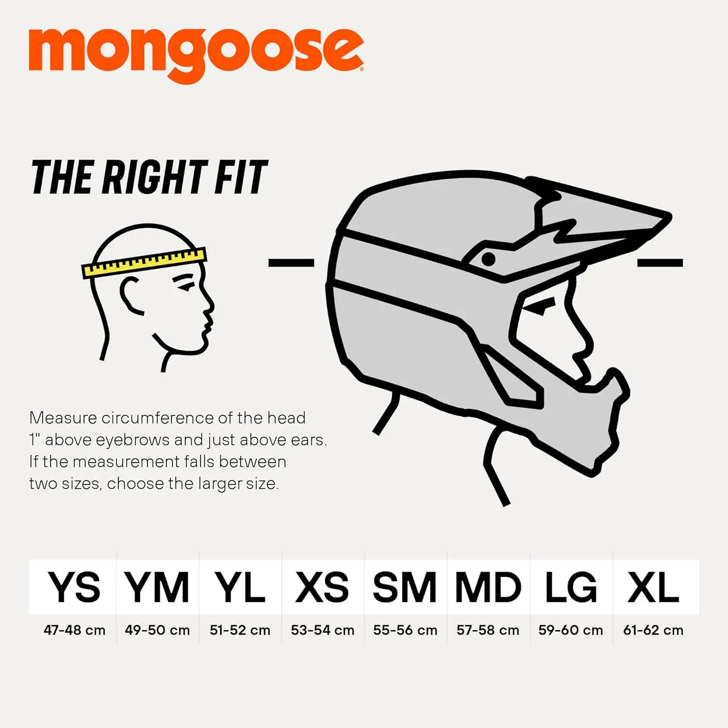 Mongoose Title Full Face Team Issue Bike Helmet, Head Circumferences of 47-62cm, Youth and Adult Sizes
