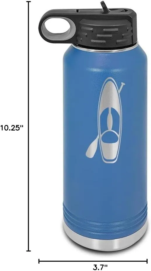 Paddle Board and Paddle Laser Engraved Water Bottle Customizable Polar Camel Stainless Steel with Straw - paddle boarding sticker pabbleboard sup stand up v2 Blue 32 oz