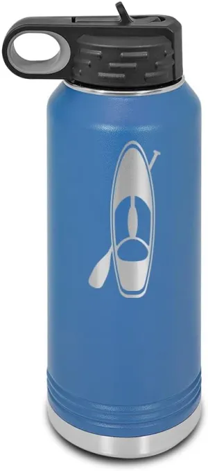 Paddle Board and Paddle Laser Engraved Water Bottle Customizable Polar Camel Stainless Steel with Straw - paddle boarding sticker pabbleboard sup stand up v2 Blue 32 oz