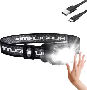 Portable Rechargeable Headlamp USB C with Six Lighting Modes & Magnetic Attachment: Waterproof Motion Sensor Head Lamp, Built for The Outdoors, and Headlamp Battery Powered