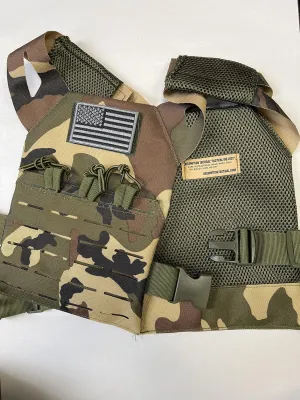 Redemption Tactical Cadet 2.0 Childrens Tactical Airsoft Paintball Kids Vest, US Flag Patch, Mil Spec Molle w/Mag Pouches