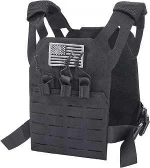 Redemption Tactical Cadet 2.0 Childrens Tactical Airsoft Paintball Kids Vest, US Flag Patch, Mil Spec Molle w/Mag Pouches