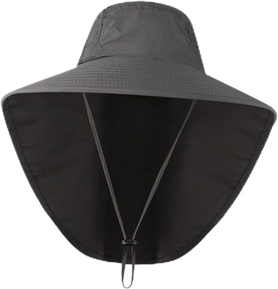 SAFIGLE Outdoor Sun Hat with Neck Cover and Wide Brim UV Protection Fishing Cap for Hiking Sailing and Climbing