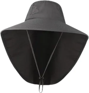 SAFIGLE Outdoor Sun Hat with Neck Cover and Wide Brim UV Protection Fishing Cap for Hiking Sailing and Climbing
