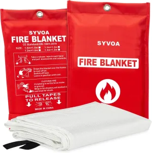 Supreme Quality Reusable Fire Blanket (2-Pack 40"x40") - Emergency Heat Blanket - Fire Blankets Emergency for Home and Kitchen - 100% Fiber Glass