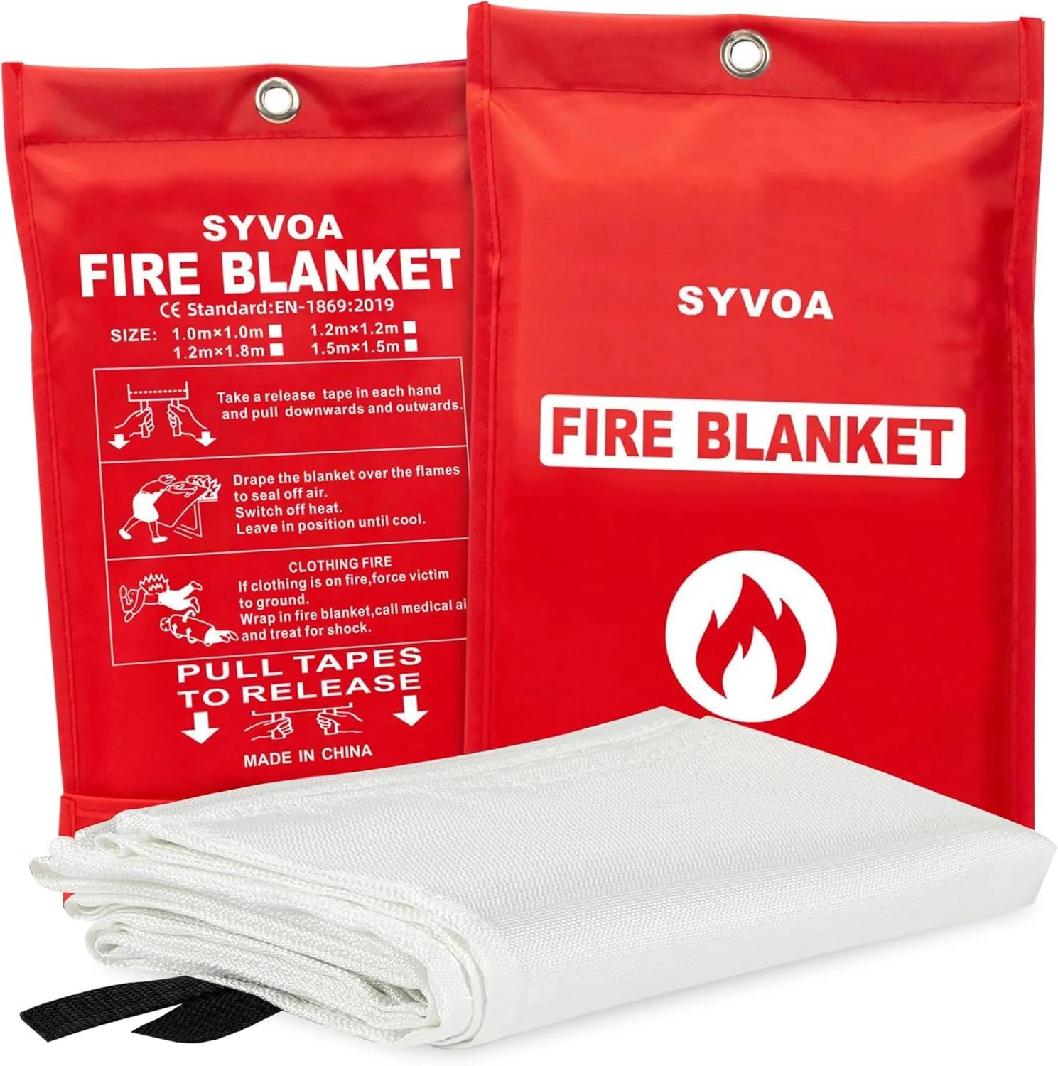 Supreme Quality Reusable Fire Blanket (2-Pack 40"x40") - Emergency Heat Blanket - Fire Blankets Emergency for Home and Kitchen - 100% Fiber Glass